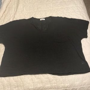 Zenana waffle knit black top.